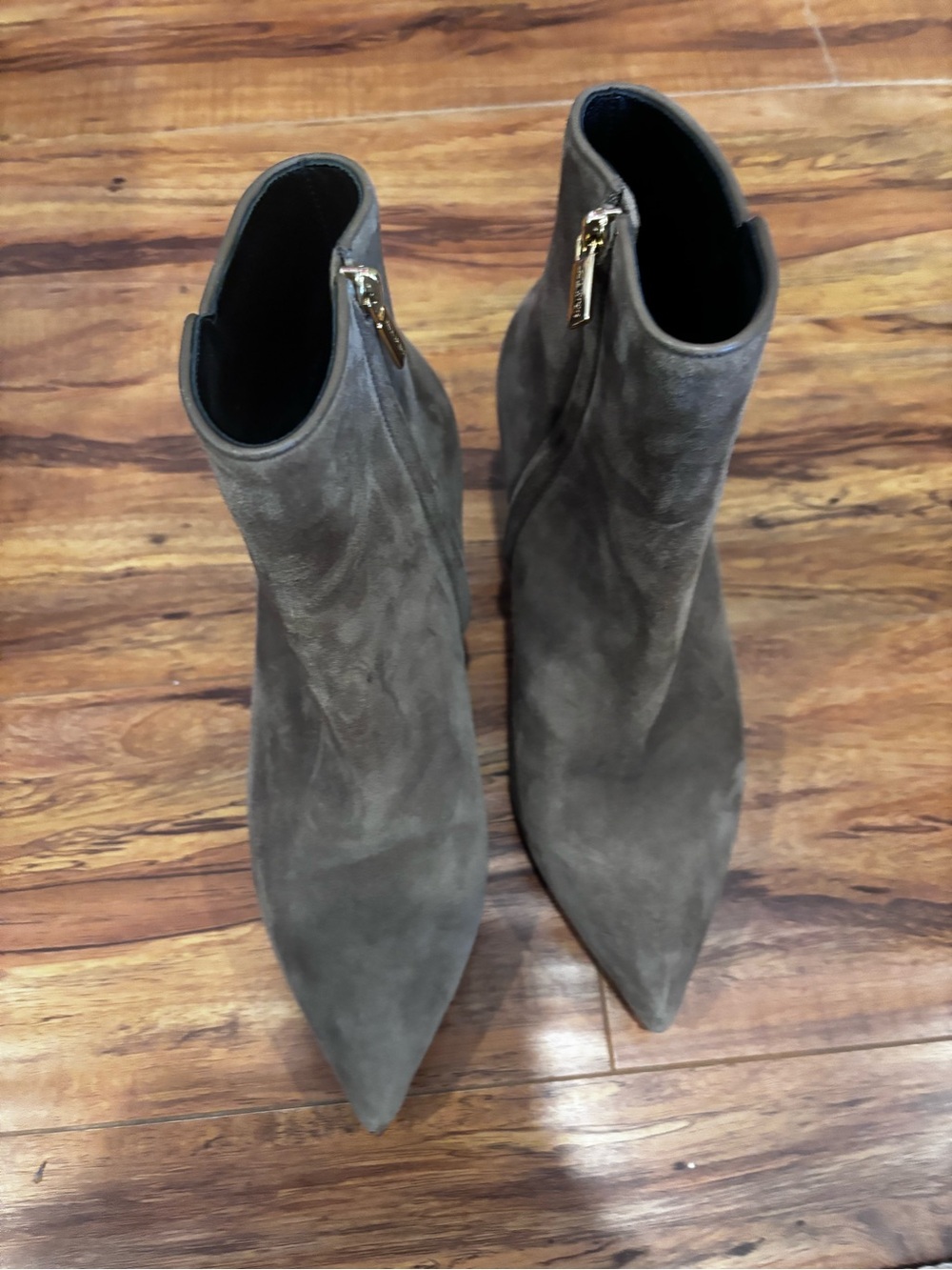 Sarah Flint Perfect Zip Bootie 30 Size EU 38/US 8 Cafe Taupe Suede Low Heel